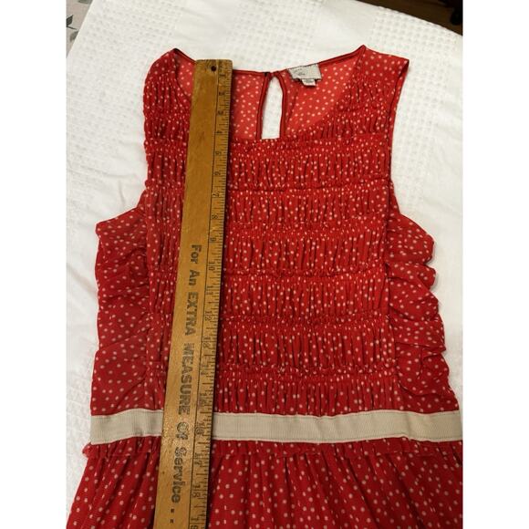 Women's Anthropolgie 9-H15 STCL Dress Red Cream Dot Sz M Beach Preppy Wedding - Picture 14 of 16